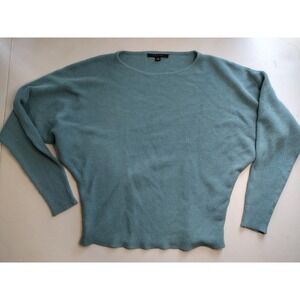 Cyrus Womens Teal Waffle Knit Dolman Sleeve Oversized Sweater Small